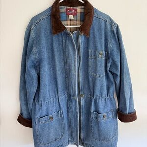 Denim&Co Denim Chore Jacket with Brown Corduroy (Medium)